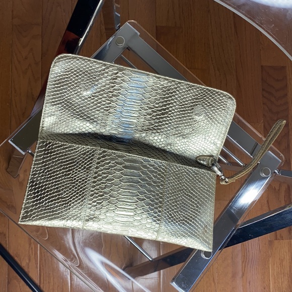 Gold Snake Skin Envelope Clutch - Picture 2 of 5